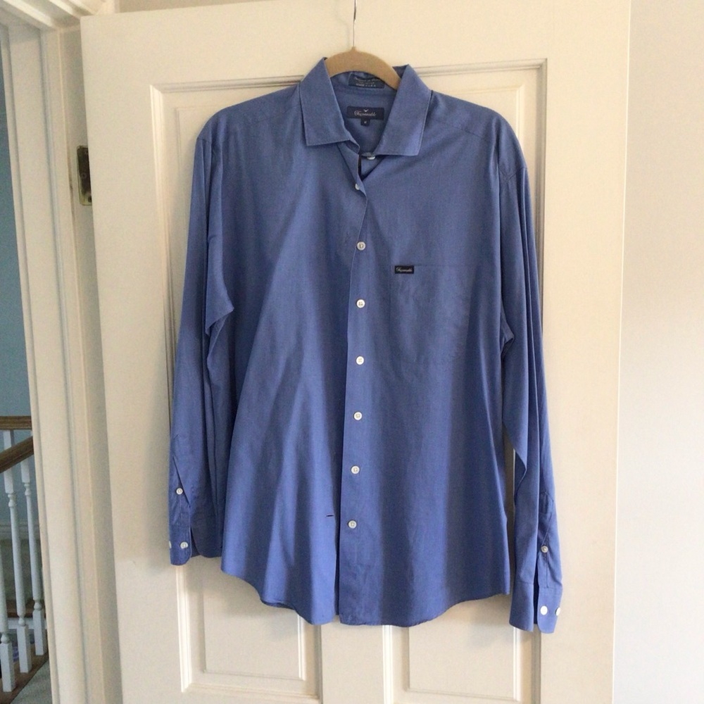 Faconnable Classic Blue Button Down Cotton Shirt Men’s Medium